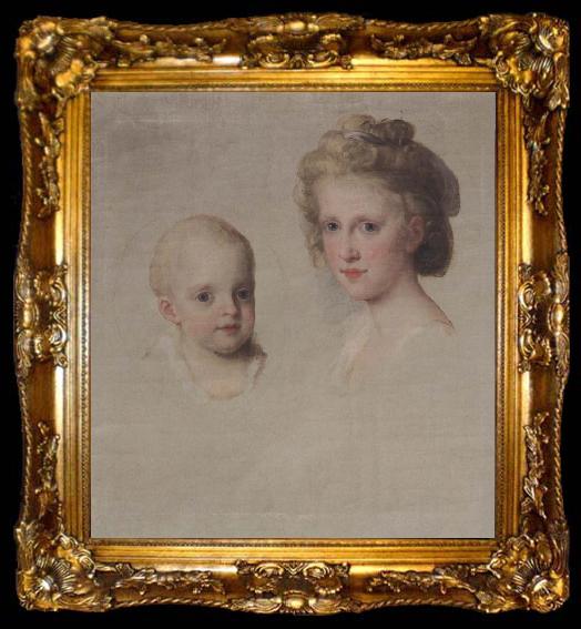 framed  Angelica Kauffmann Bozzetto zum Bildnis Maria Luisa und Maria Amalia, ta009-2